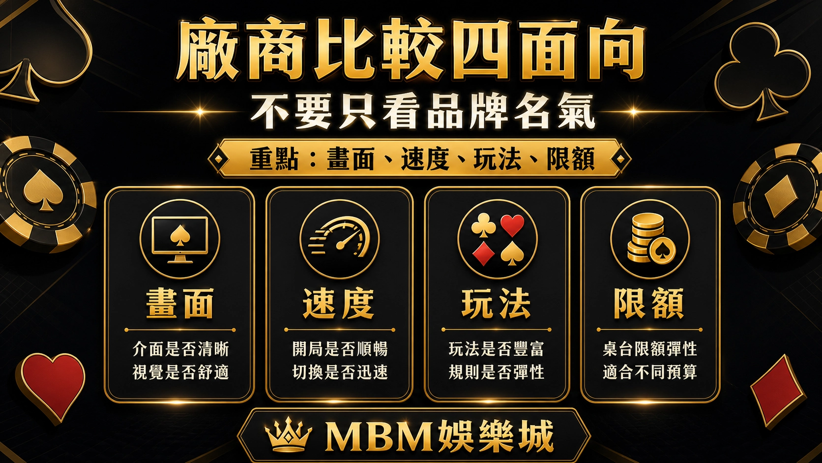 廠商比較四面向｜MBM娛樂城