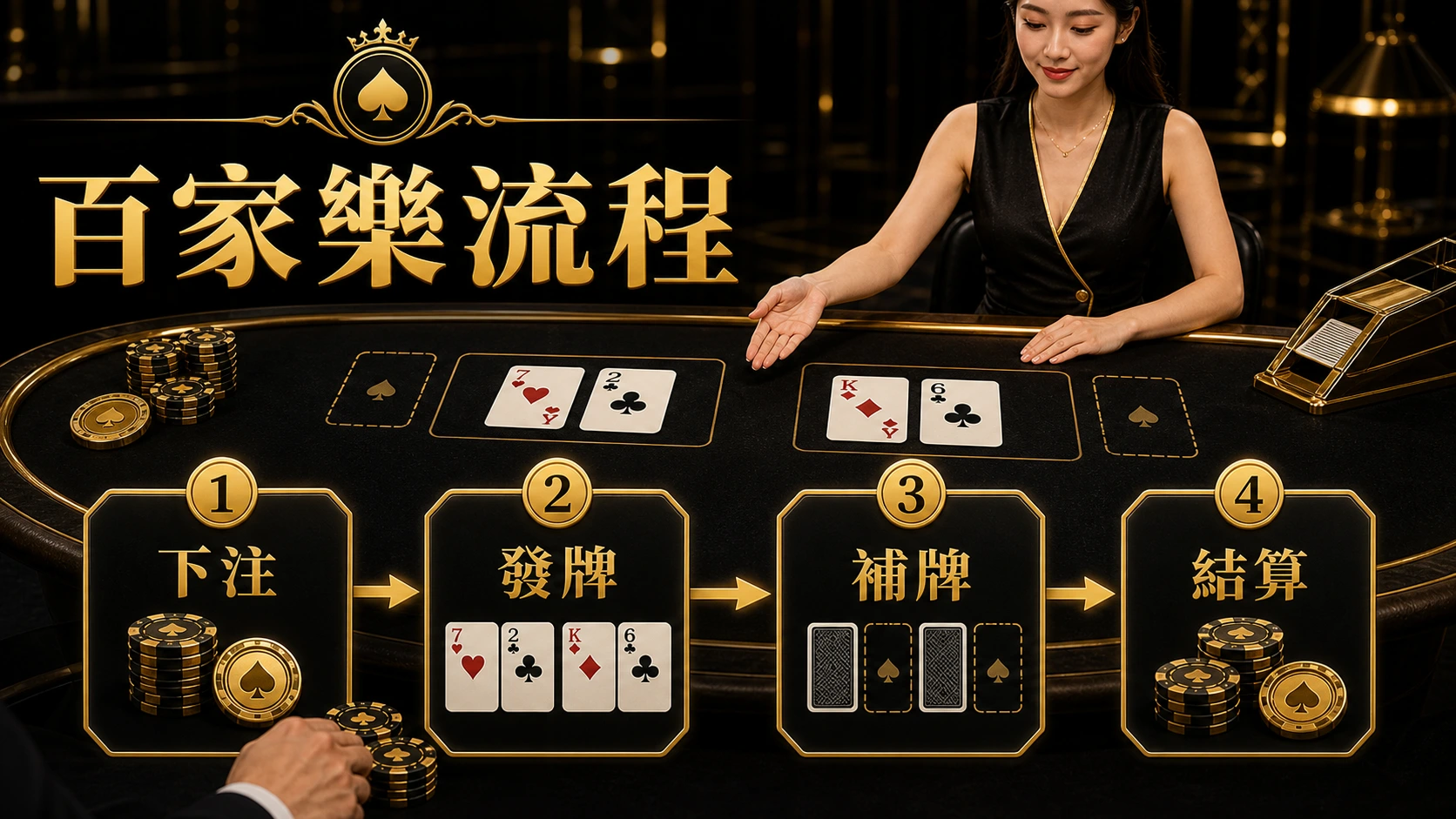 百家樂一局流程:下注、發牌、補牌與結算