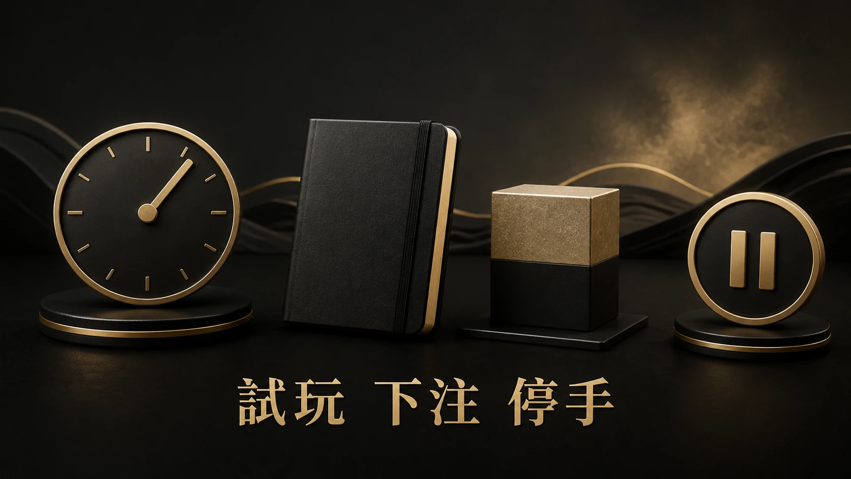 試玩下注停手的時間、筆記、方塊與暫停概念圖