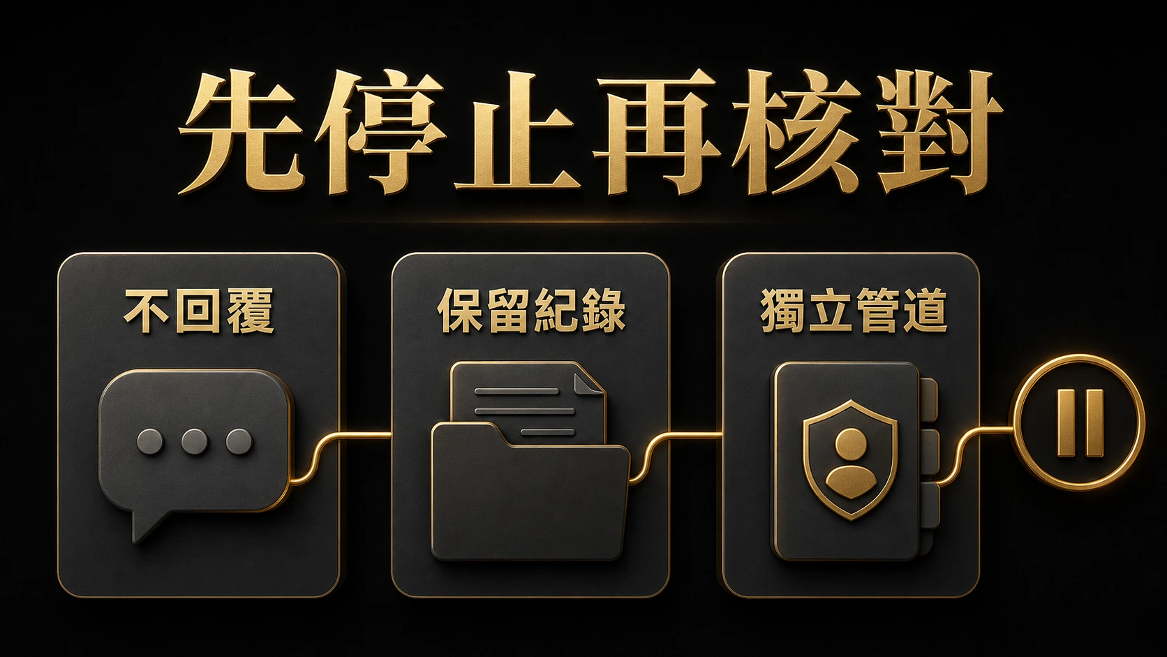 不以鎖頭、仿真版面或評價單獨判定安全,改由獨立管道核對的概念圖